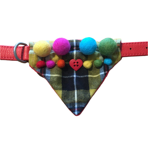 Cornish Tartan Bandana with Rainbow Pom Poms