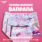 Spring Bunnies Pink Vichy Dog Bandana - Snap On