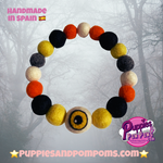 Halloween Pom Pom Dog Collar  - Yellow Eye Ball