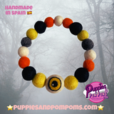 Halloween Pom Pom Dog Collar  - Yellow Eye Ball