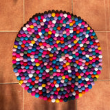 Pompom Sunshine Matt - Felt Ball Circular Rug