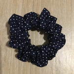 Navy Tiny Polka Dots Scrunchie