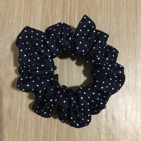 Navy Tiny Polka Dots Scrunchie
