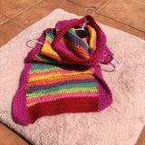 Handmade Rainbow & Pink Sparkle Striped Dog Jumper