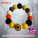 Halloween Pom Pom Dog Collar  - Yellow Eye Ball