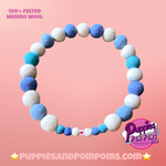 Personalised Pom Pom Dog Collar - Baby Blues / Cornish Blues