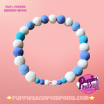 Personalised Pom Pom Dog Collar - Baby Blues / Cornish Blues