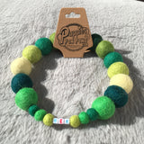 Personalised Pom Pom Dog Collar - Green