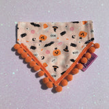 Boo! Halloween Pumpkins and Creepy Critters PomPom Bandana