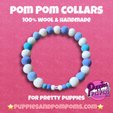 Personalised Pom Pom Dog Collar - Baby Blues / Cornish Blues