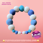 Personalised Pom Pom Dog Collar - Baby Blues / Cornish Blues