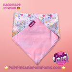 Spring Bunnies Pink Vichy Dog Bandana - Snap On
