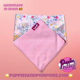 Spring Bunnies Pink Vichy Dog Bandana - Snap On