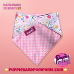 Spring Bunnies Pink Vichy Dog Bandana - Snap On