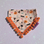 Boo! Halloween Pumpkins and Creepy Critters PomPom Bandana