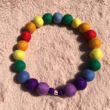 Personalised Pom Pom Dog Collar - Rainbow